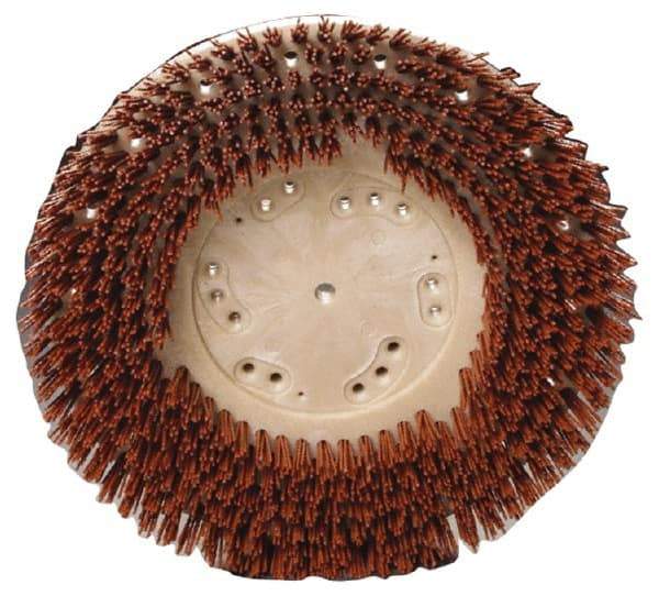 Made in USA - 15" Diam Floor Brush - 13" Machine, 1-1/2" Trim Length, Orange Pad, Nylon - Strong Tooling