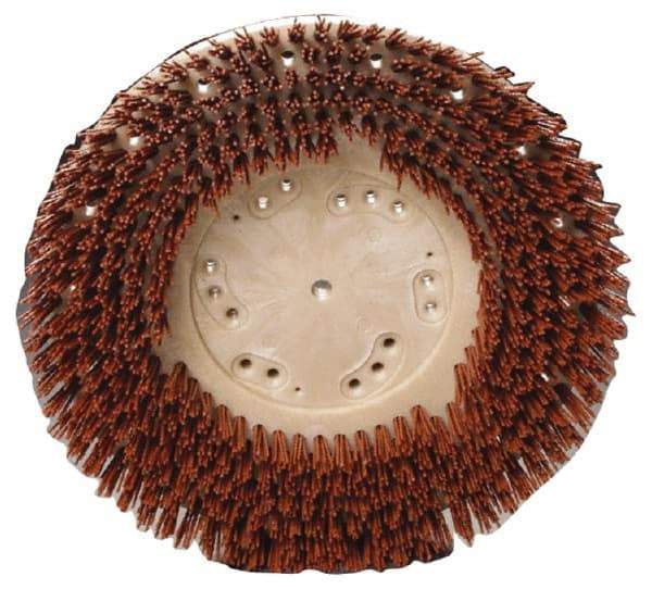 Made in USA - 13" Diam Floor Brush - 11" Machine, Orange Pad, Nylon - Strong Tooling