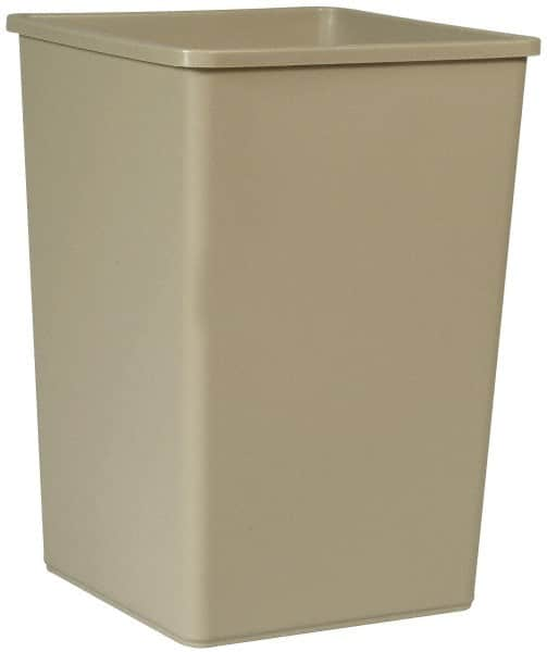 Rubbermaid - 35 Gal Beige Square Trash Can - Polyethylene, 27-5/8" High x 19-1/2" Long x 19-1/2" Wide - Strong Tooling