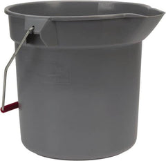 Rubbermaid - 10 Qt, 10-1/4" High, High-Density Polyethylene Round Gray Single Pail with Pour Spout - Handle Included, 10-1/2" Top Diam - Strong Tooling