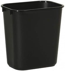 Rubbermaid - 14 Qt Black Rectangle Trash Can - Polyethylene, 12-1/8" High x 11-3/8" Long x 8-1/4" Wide - Strong Tooling