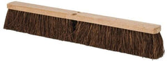 PRO-SOURCE - 16" Rough Surface Palmyra Push Broom - 6-1/4" Bristle Length, Wood Block, Tapered Handle Connection - Strong Tooling