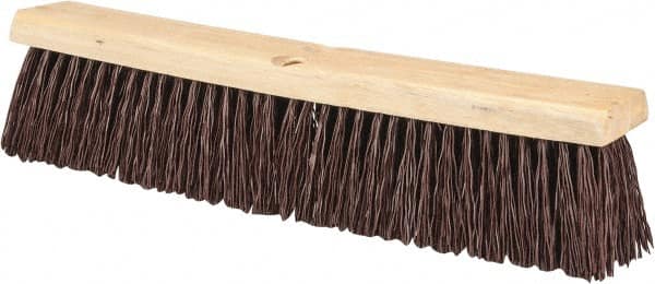 PRO-SOURCE - 18" Heavy Duty Polypropylene Push Broom - 3-1/4" Bristle Length, Wood Block, Threaded Handle Connection, Handle Sold Separately - Strong Tooling