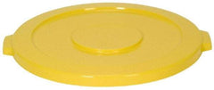 Continental - Round Lid for Use with 44 Gal Round Trash Cans - Yellow, Polyethylene, For Huskee Trash Cans - Strong Tooling