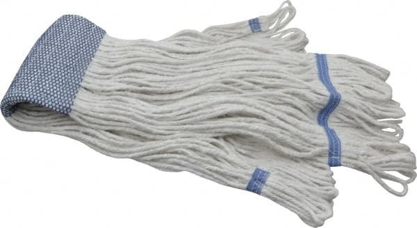 PRO-SOURCE - 5" White Head Band, X-Large Blended Fiber Extra Large #32 Loop End Mop Head - 4 Ply, Clamp Jaw Connection, Use for General Purpose - Strong Tooling