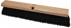 PRO-SOURCE - 16" General Purpose Horsehair Push Broom - 3" Bristle Length, Wood Block, Threaded Handle Connection, Handle Sold Separately - Strong Tooling