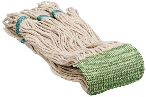 PRO-SOURCE - 5" Green Head Band, Large Cotton Loop End Mop Head - 4 Ply, Clamp Jaw Connection, Use for Finishing - Strong Tooling