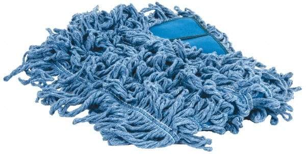 PRO-SOURCE - 24" Long x 5" Wide Yarn Blend Dust Mop Head - Snap-On, Blue, Looped Head - Strong Tooling