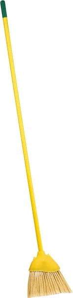 PRO-SOURCE - 8" Wide, Yellow Polypropylene Bristles, Vinyl-Coated Metal Handle, Angled Broom - Flagged, Water Resistant - Strong Tooling