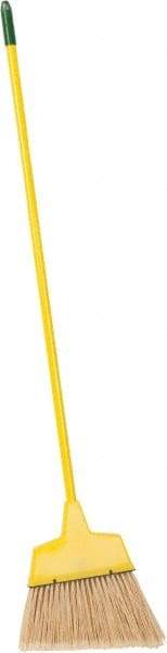 PRO-SOURCE - 12" Wide, Yellow Polypropylene Bristles, Vinyl-Coated Metal Handle, Angled Broom - Flagged, Water Resistant - Strong Tooling