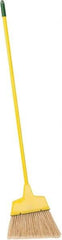 PRO-SOURCE - 12" Wide, Yellow Polypropylene Bristles, Vinyl-Coated Metal Handle, Angled Broom - Flagged, Water Resistant - Strong Tooling