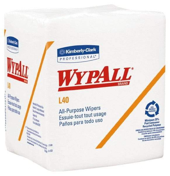 WypAll - L40 1/4 Fold General Purpose Wipes - Poly Pack, 12" x 12-1/2" Sheet Size, White - Strong Tooling