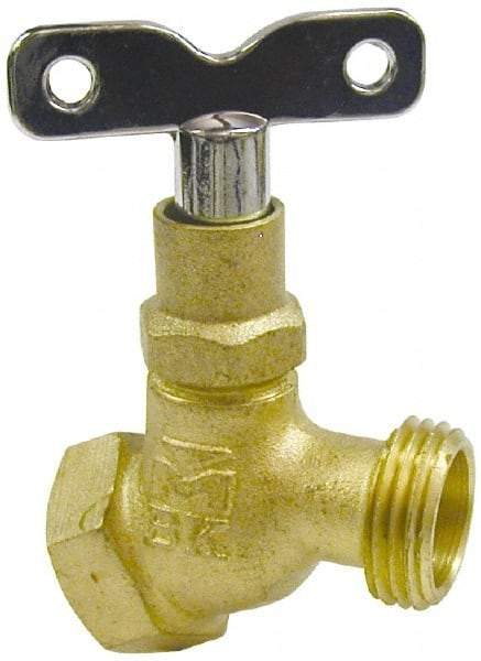 B&K Mueller - 1/2" Pipe, 125 psi WOG Rating, Brass Hose Bibb, Stop Valve - Loose Key Handle, FNPT x GHT End Connections - Strong Tooling