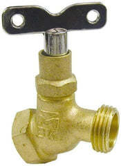 B&K Mueller - 3/4" Pipe, 125 psi WOG Rating, Brass Hose Bibb, Stop Valve - Loose Key Handle, FNPT x GHT End Connections - Strong Tooling