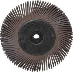 3M - 6" Diam, 1/2" Max Face Width, Plain Hole Radial Bristle Brush - 36 Grit, Very Coarse Grade, 6,000 Max RPM, Dark Brown - Strong Tooling