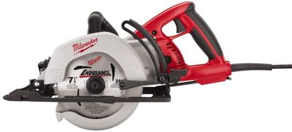 Milwaukee Tool - 15 Amps, 7-1/4" Blade Diam, 4,400 RPM, Electric Circular Saw - 120 Volts, Diamond Arbor Hole, Left Blade - Strong Tooling