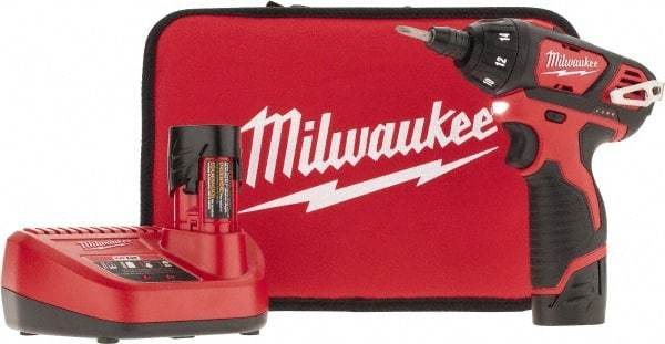 Milwaukee Tool - 12 Volts, Lithium-Ion Battery, Pistol Grip Cordless Screwdriver - 500 RPM, 150 Inch/Lbs. Torque - Strong Tooling