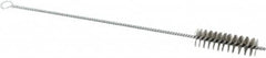 Schaefer Brush - 3" Long x 1" Diam Stainless Steel Long Handle Wire Tube Brush - Single Spiral, 15" OAL, 0.007" Wire Diam, 3/8" Shank Diam - Strong Tooling