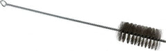 Schaefer Brush - 3" Long x 1-1/2" Diam Stainless Steel Long Handle Wire Tube Brush - Single Spiral, 15" OAL, 0.007" Wire Diam, 3/8" Shank Diam - Strong Tooling