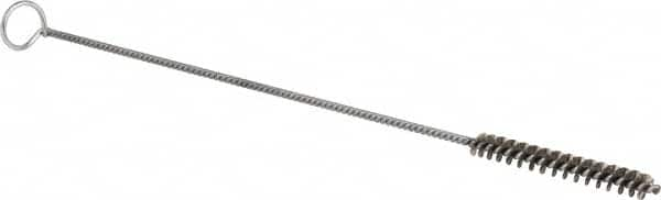 Schaefer Brush - 3" Long x 3/8" Diam Stainless Steel Long Handle Wire Tube Brush - Single Spiral, 27" OAL, 0.005" Wire Diam, 0.145" Shank Diam - Strong Tooling