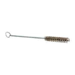 Schaefer Brush - 3" Long x 1/2" Diam Stainless Steel Long Handle Wire Tube Brush - Single Spiral, 27" OAL, 0.006" Wire Diam, 0.17" Shank Diam - Strong Tooling