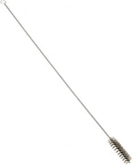 Schaefer Brush - 3" Long x 7/8" Diam Stainless Steel Long Handle Wire Tube Brush - Single Spiral, 27" OAL, 0.007" Wire Diam, 3/8" Shank Diam - Strong Tooling