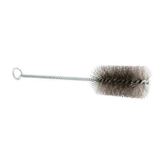 Schaefer Brush - 3" Long x 1-1/2" Diam Stainless Steel Long Handle Wire Tube Brush - Single Spiral, 27" OAL, 0.009" Wire Diam, 3/8" Shank Diam - Strong Tooling