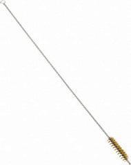 Schaefer Brush - 3" Long x 3/4" Diam Brass Long Handle Wire Tube Brush - Single Spiral, 27" OAL, 0.006" Wire Diam, 3/8" Shank Diam - Strong Tooling