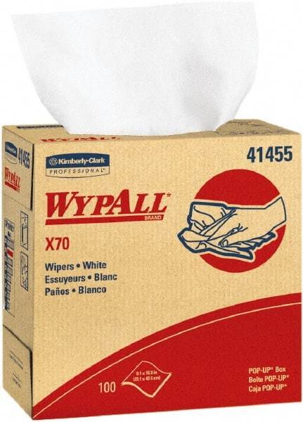 WypAll - X70 Dry Shop Towel/Industrial Wipes - Pop-Up, 16-3/4" x 9" Sheet Size, White - Strong Tooling