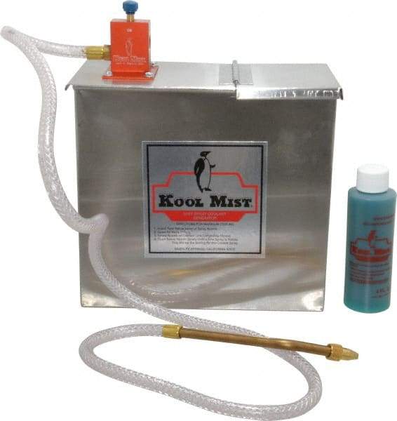 Kool Mist - 1 Outlet, 1 Gal Tank Capacity, Stainless Steel Tank Mist Coolant System - 4' Coolant Line Length, 6" Hose Length, 5/16" Nozzle Diam - Strong Tooling