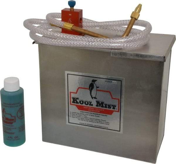 Kool Mist - 1 Outlet, 1 Gal Tank Capacity, Stainless Steel Tank Mist Coolant System - 4' Coolant Line Length, 6" Hose Length, 5/16" Nozzle Diam - Strong Tooling