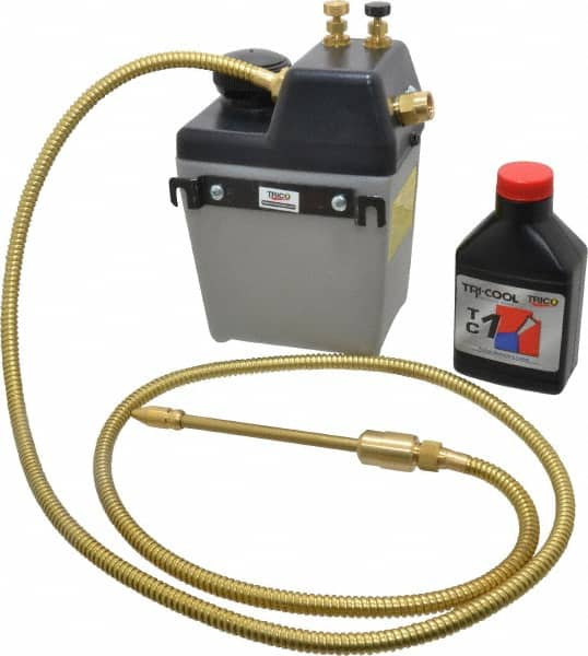 Trico - 1 Outlet, 0.25 Gal Tank Capacity, High Density Polyethylene Tank Mist Coolant System - 5' Coolant Line Length, 6" Hose Length - Strong Tooling