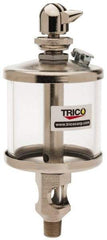 Trico - 1 Outlet, Glass Bowl, 2.5 Ounce Manual-Adjustable Oil Reservoir - 1/8 NPT Outlet, 2-1/8" Diam x 5-7/16" High - Strong Tooling