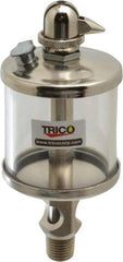 Trico - 1 Outlet, Glass Bowl, 2.5 Ounce Manual-Adjustable Oil Reservoir - 1/4 NPT Outlet, 2-1/8" Diam x 5-7/16" High - Strong Tooling