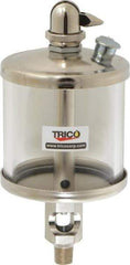 Trico - 1 Outlet, Glass Bowl, 5 Ounce Manual-Adjustable Oil Reservoir - 1/8 NPT Outlet, 2-5/8" Diam x 6-1/16" High - Strong Tooling