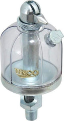 Trico - 1 Outlet, Acrylic Bowl, 2 Ounce Manual-Adjustable Oil Reservoir - 1/8 NPT Outlet, 1-15/16" Diam x 4-1/2" High - Strong Tooling