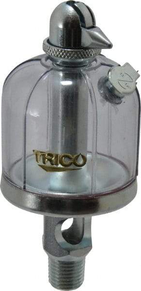 Trico - 1 Outlet, Acrylic Bowl, 2 Ounce Manual-Adjustable Oil Reservoir - 1/4 NPT Outlet, 1-15/16" Diam x 4-1/2" High - Strong Tooling