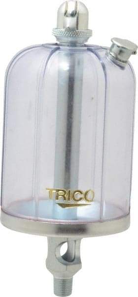 Trico - 1 Outlet, Acrylic Bowl, 8 Ounce Manual-Adjustable Oil Reservoir - 1/8 NPT Outlet, 2-5/8" Diam x 6-3/8" High - Strong Tooling