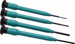 Moody Tools - 4 Piece JIS & Phillips Screwdriver Set - Round Shank, Multi Handle, Bit Sizes: Philips JIS: #000 to #00, Phillips: #0 to #1 - Strong Tooling