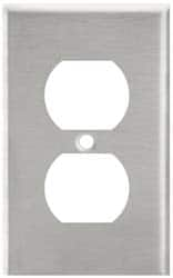 Leviton - 1 Gang, 4-1/2 Inch Long x 2-3/4 Inch Wide, Standard Outlet Wall Plate - Duplex Outlet, Metallic, Stainless Steel - Strong Tooling