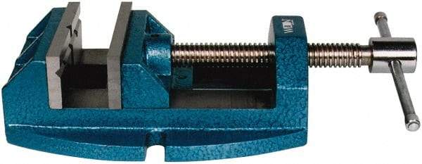 Wilton - 4" Jaw Opening Capacity x 2-1/8" Throat Depth, Horizontal Drill Press Vise - 4" Wide x 2-1/8" High Jaw, Stationary Base, Standard Speed, 10-1/4" OAL x 3.4" Overall Height, Cast Iron - Strong Tooling