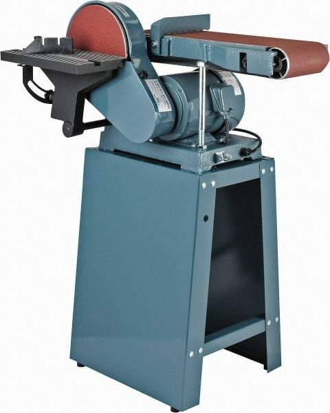 Enco - 48 Inch Long x 6 Inch Wide Belt, 9 Inch Diameter, Combination Sanding Machine - 1,350 Ft./min Belt Speed, 3/4 HP, Single Phase - Strong Tooling