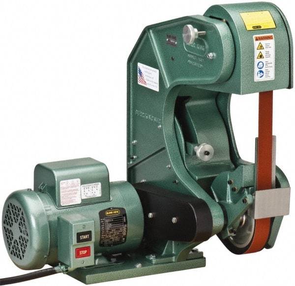 Burr King - 60 Inch Long x 1-1/2 Inch Wide Belt Grinder - 1.5 hp, 120 Volts, Vertical Belt, 800 to 8,000 Ft. per Min Belt Speed - Strong Tooling