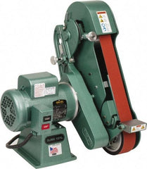 Burr King - 60 Inch Long x 2-1/2 Inch Wide Belt Grinder - 1-1/2 hp, 120/220 Volts, Vertical Belt, 800 to 8,000 Ft. per Min Belt Speed - Strong Tooling