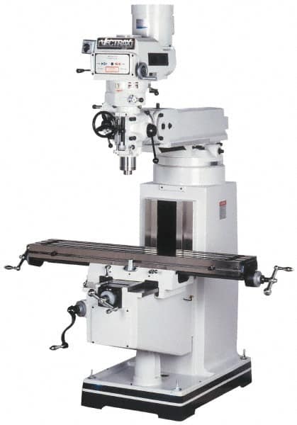 Vectrax - 10" Table Width x 54" Table Length, Variable Speed Pulley Control, 3 Phase Knee Milling Machine - NT40 Spindle Taper, 5 hp - Strong Tooling