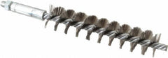 Schaefer Brush - 4" Brush Length, 7/8" Diam, Double Stem, Single Spiral Tube Brush - 6-1/4" Long, Stainless Steel, 1/4-28 Male Connection - Strong Tooling