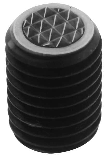 Fairlane - Serrated Tooth, 5/8-18, 5/16" Internal Hex, 1" Thread Length, Black Oxide Finish, Fully Threaded, Adjustable Positioning Gripper - 1/2" Pad Diam, 4-Point Tooth Grade - Strong Tooling