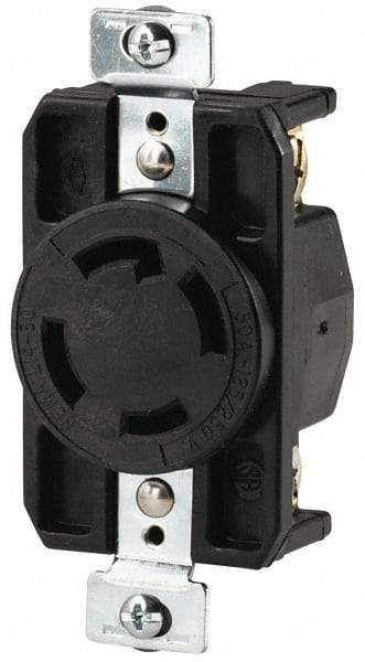 Cooper Wiring Devices - 125/250 VAC, 30 Amp, L14-30R NEMA, Self Grounding Receptacle - 3 Poles, 4 Wire, Female End, Black - Strong Tooling