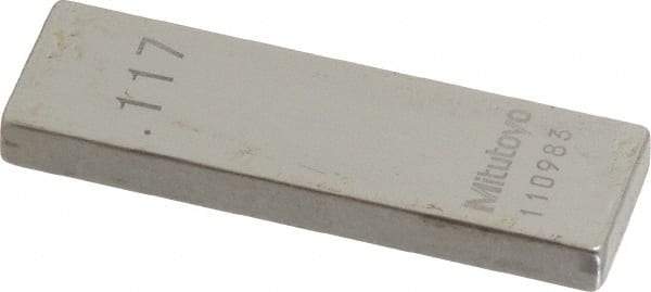 Mitutoyo - 0.117" Rectangular Steel Gage Block - Accuracy Grade 0, Includes Certificate of Inspection - Strong Tooling