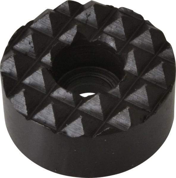 Fairlane - 1" Diam, 1/2" High, 1/4 C Bore SHCS, Counterbored, Coarse Tooth Grade Diamond Serration Tooth Pattern, High Speed Steel, Round Positioning Gripper - Black Oxide Coated - Strong Tooling